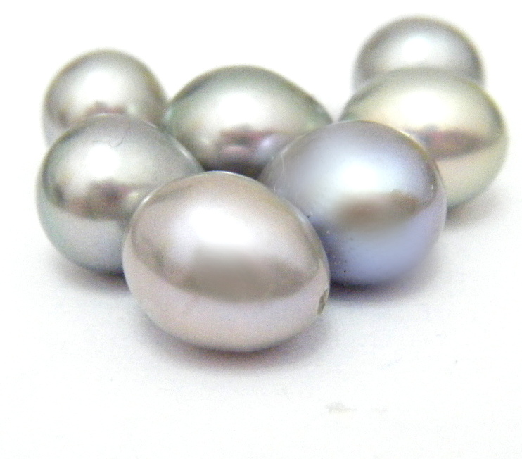 Grey 6.5-7mm Half Drilled Drop Single Pearls